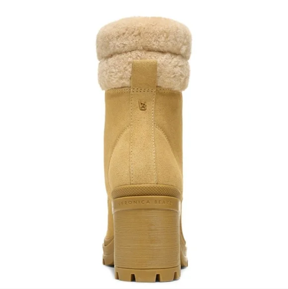 Veronica Beard Water Resistant Westport Lug SoleSuede Lamb Fur Luxury Boots #637 - Picture 4 of 15